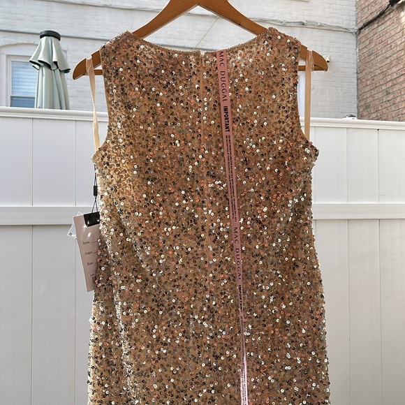 Mac Duggal - Silver Nude Sleeveless Sequined Midi Sheath Dress - Picture 10 of 15
